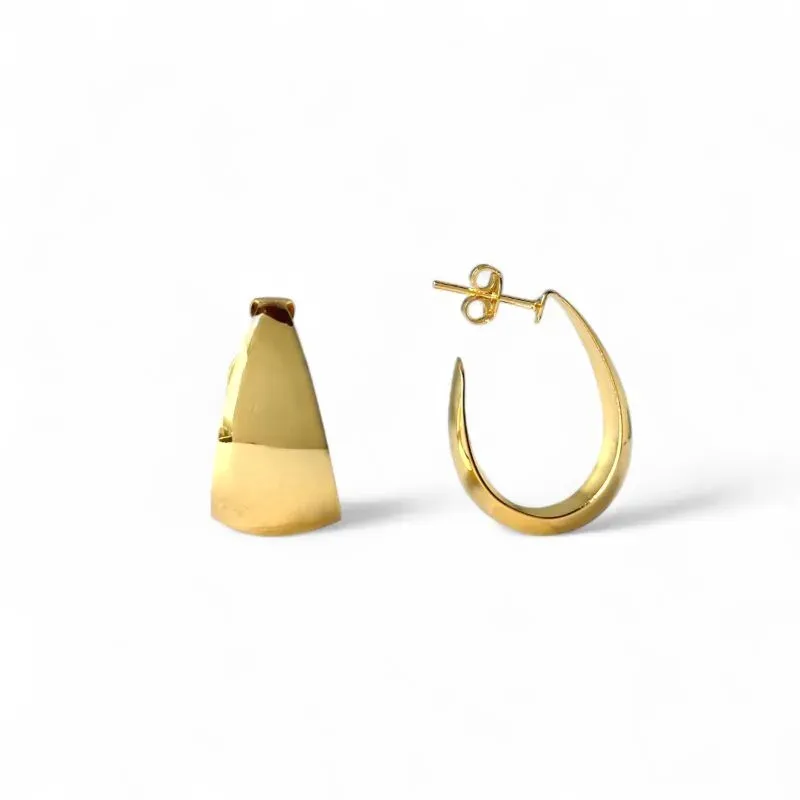 Brinco Argola Aberta Oval Banhado a Ouro 18k Larga Lisa