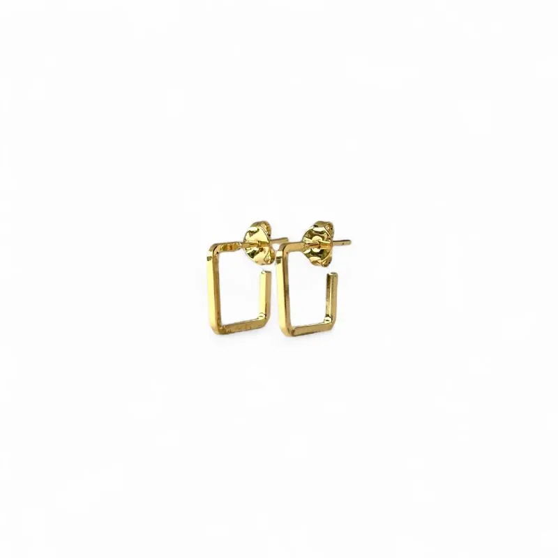 Brinco Argola Aberta Quadrada Banhado a Ouro 18k Lisa -1,5cm