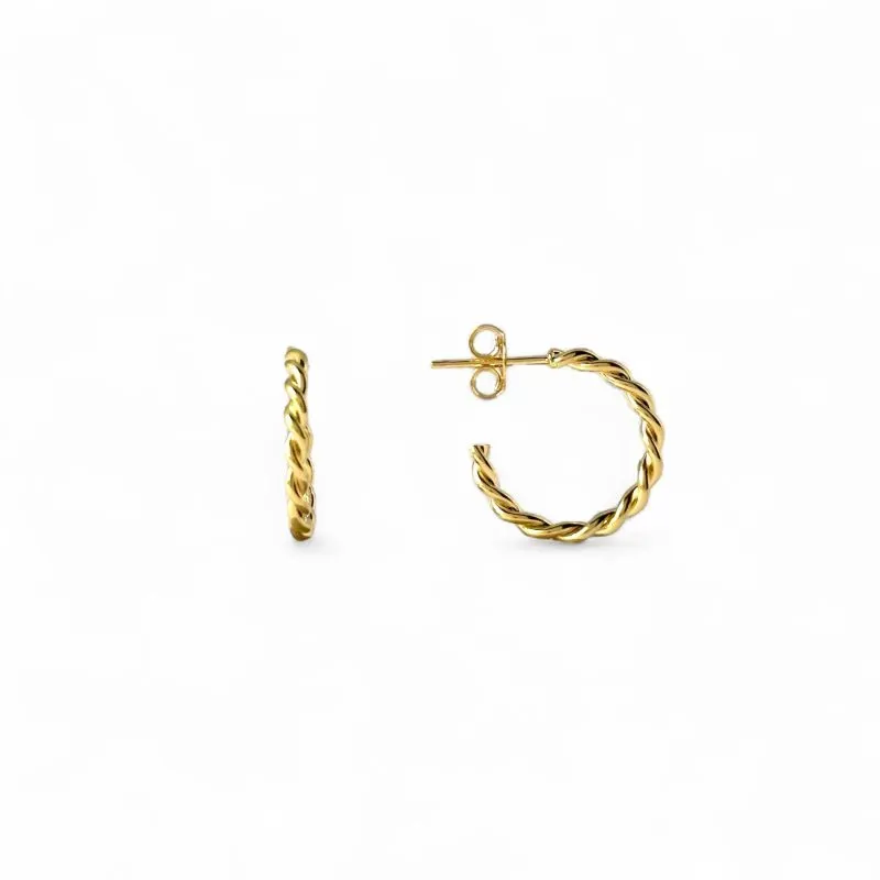 Brinco Argola Aberta Torcida Banhado a Ouro 18k - 1,5cm