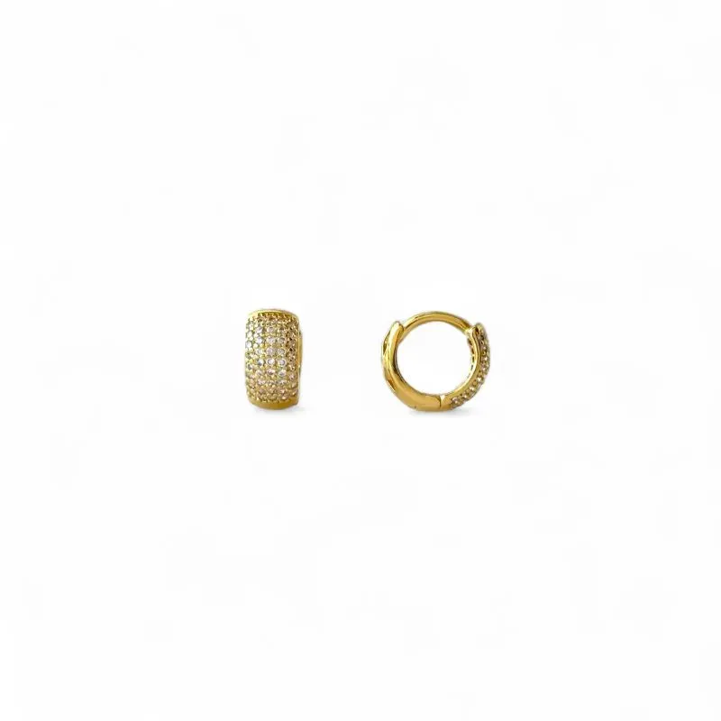 Brinco Argola Banhado a Ouro 18k com 6 Linhas de Zircônias