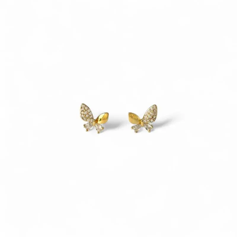 Brinco Borboleta Banhado a Ouro 18k com Zircônias