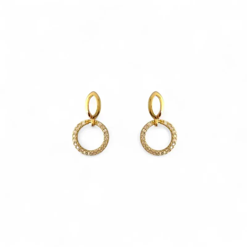 Brinco Círculo Pendurado Banhado a Ouro 18k com Zircônias