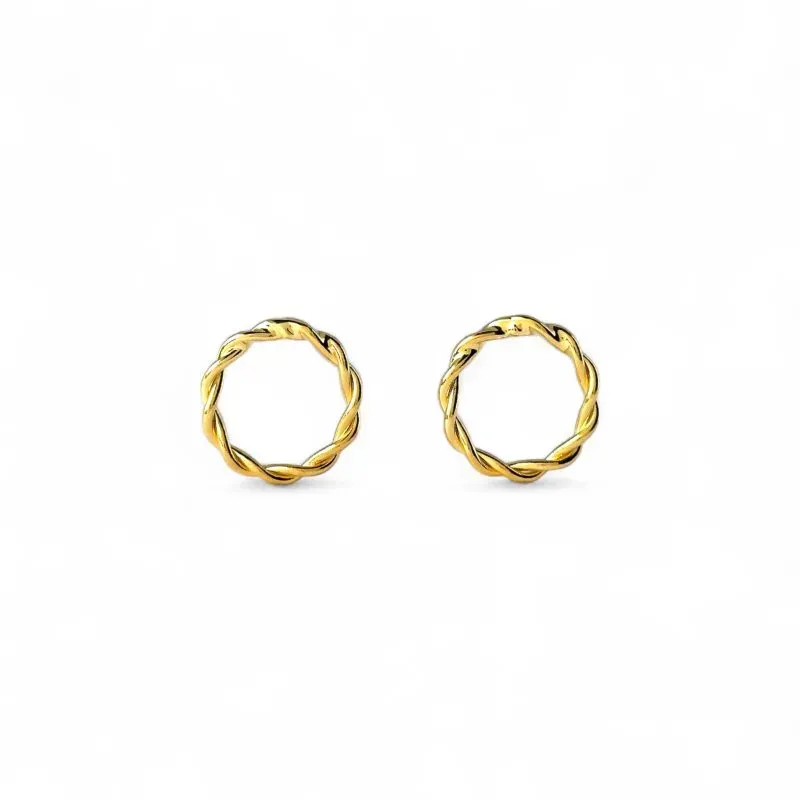 Brinco Círculo Trançado Banhado a Ouro 18k