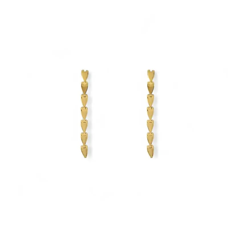 Brinco Corações Pendurado Banhado a Ouro 18k