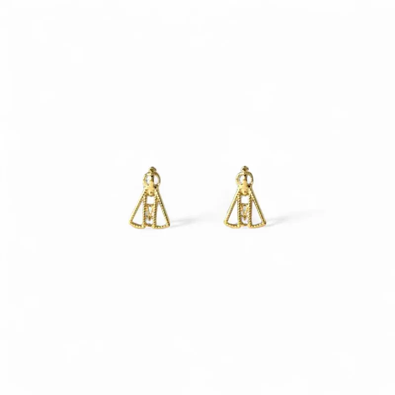 Brinco Nossa Senhora Banhado a Ouro 18k Vazado