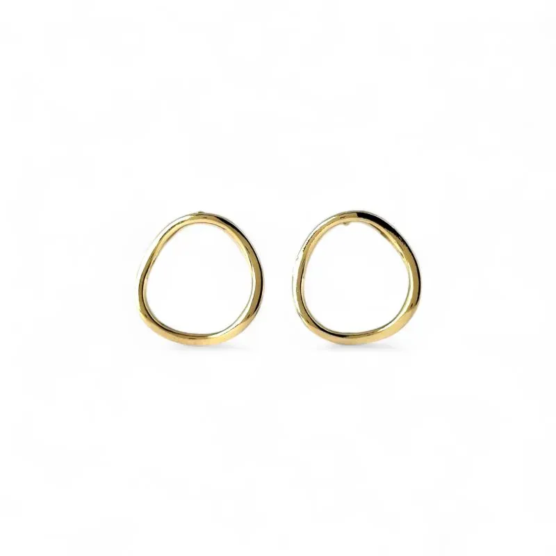 Brinco Orgânico Redondo Banhado a Ouro 18k Vazado