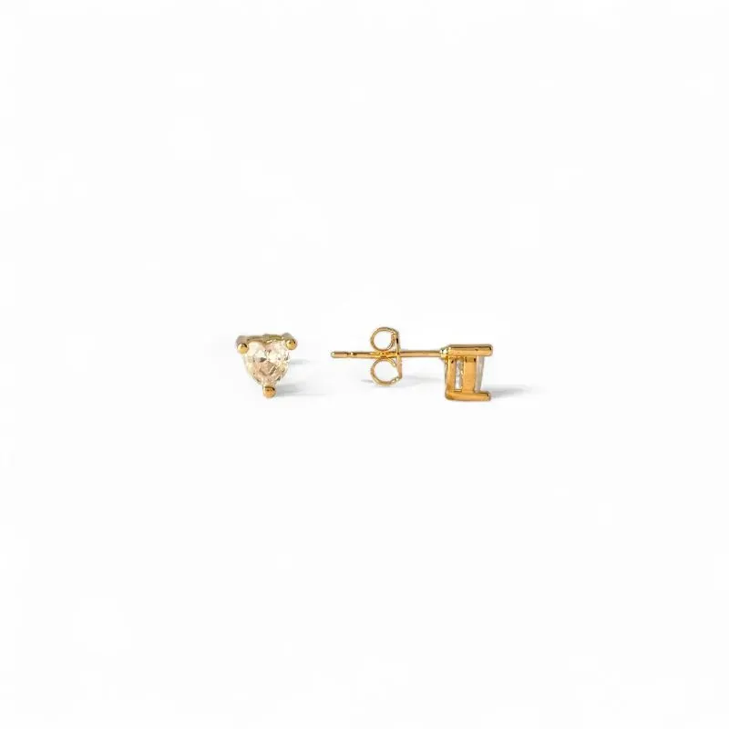 Brinco Ponto de Luz Coração Banhado a Ouro 18k com Zircônia