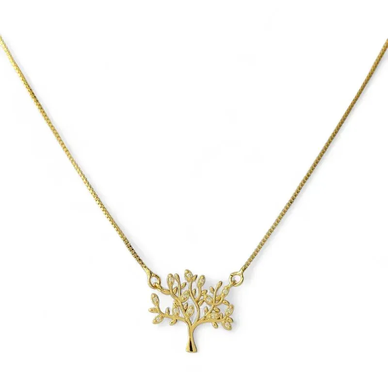 Colar Árvore da Vida Banhado a Ouro 18k com Zircônias