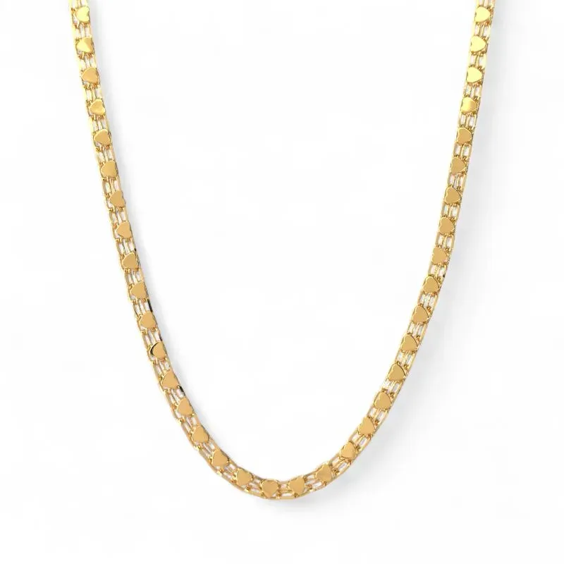 Colar Cordão Corações Banhado a Ouro 18k Liso
