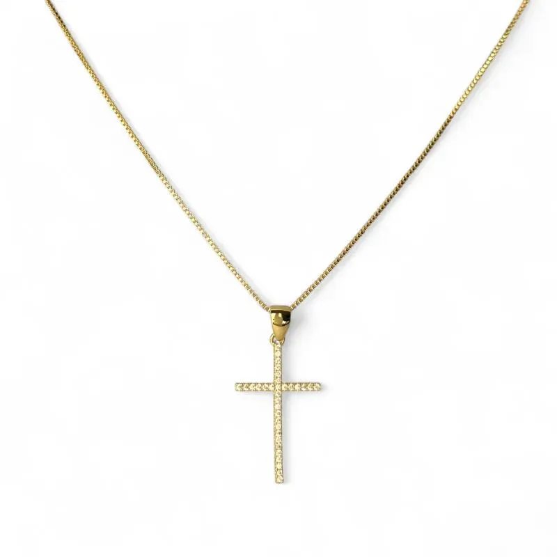 Colar Cruz Banhado a Ouro 18k com Zircônias