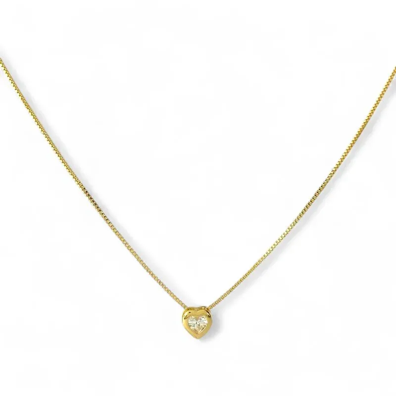 Colar Ponto de Luz Coração Banhado a Ouro 18k com Zircônia