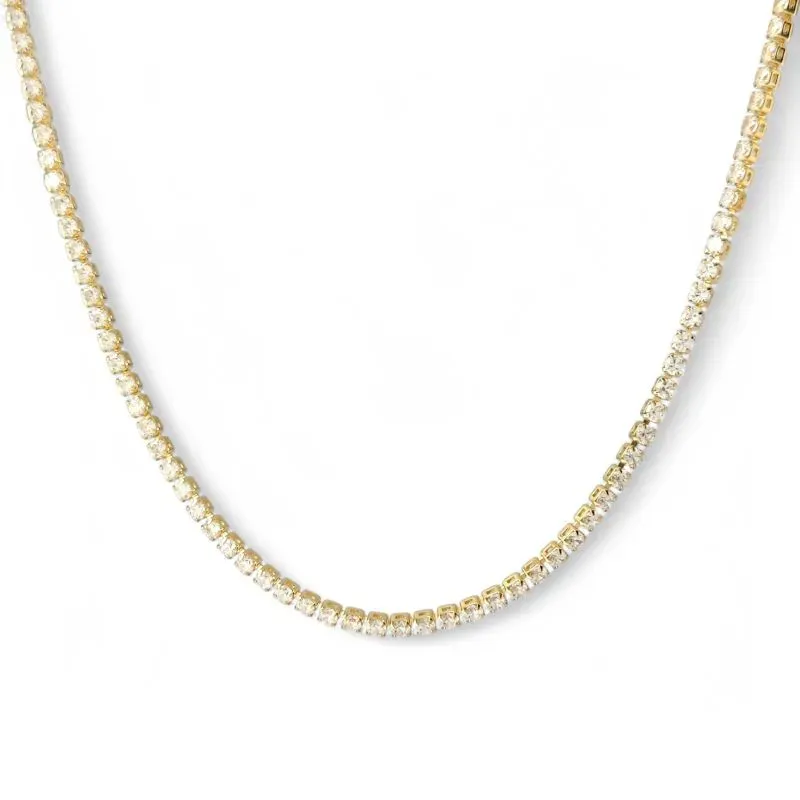 Colar Riviera Zircônias Banhado a Ouro 18k - 2mm