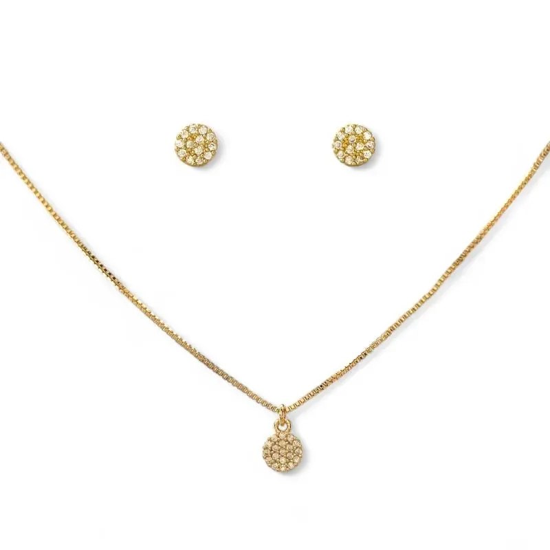 Conjunto Círculo Banhado a Ouro 18k com Zircônias