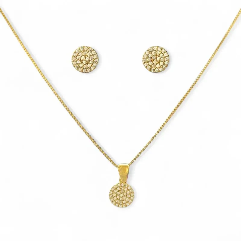 Conjunto Círculo Banhado a Ouro 18k com Zircônias