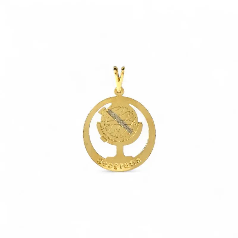 Pingente Profissão Geografia Banhado a Ouro 18k