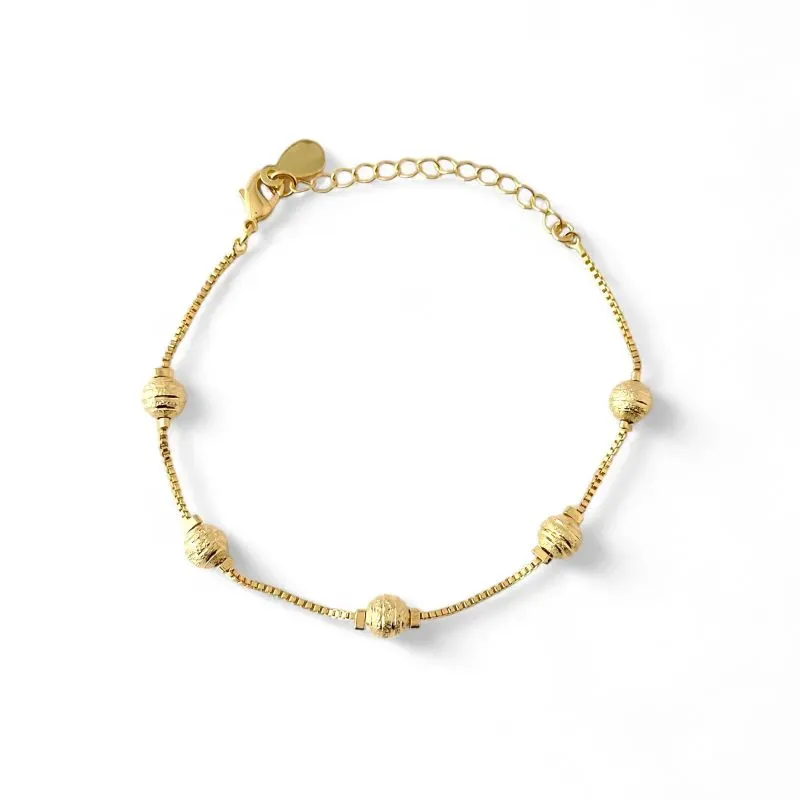Pulseira Bola Fosca Veneziana Banhada a Ouro 18k com Listra