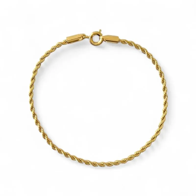 Pulseira Cordão Baiano Banhada a Ouro 18k - 18cm