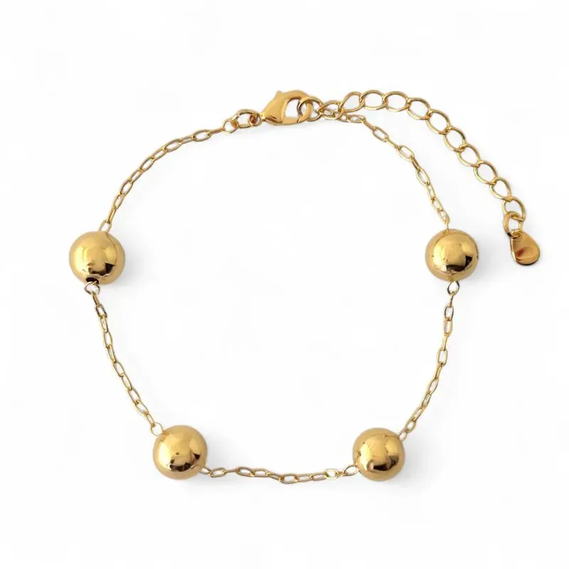 Pulseira Elo Cartier Bola Lisa Banhada a Ouro 18k
