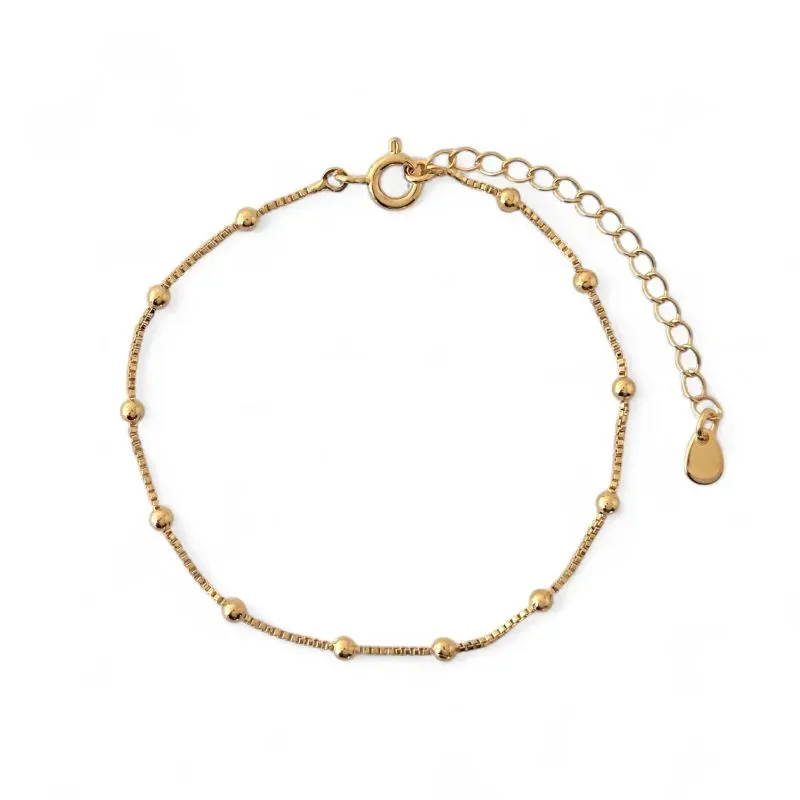 Pulseira Veneziana e Bolinhas Banhada a Ouro 18k