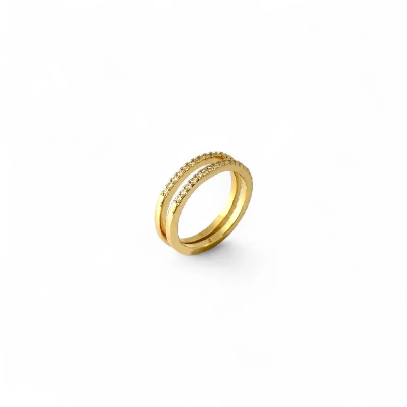 Anel Aparador Banhado a Ouro 18k com Zircônias - Par