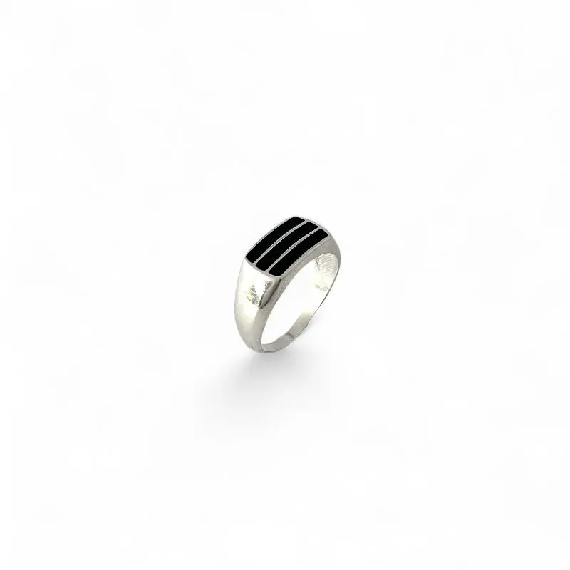 Anel Black Prata 925 com Resina Preta