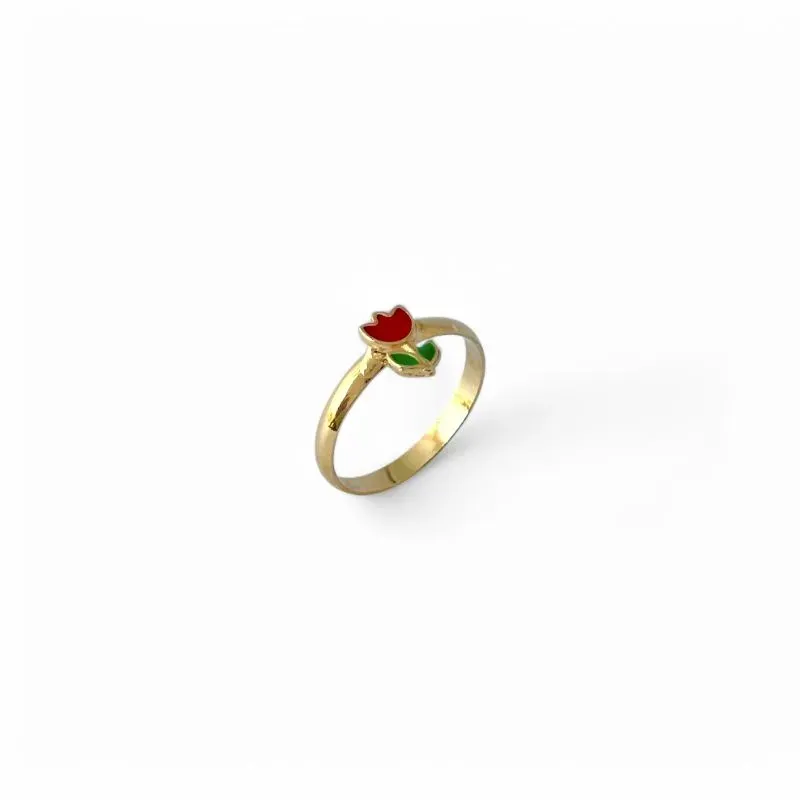 Anel Infantil Flor Banhado a Ouro 18k Tam 09