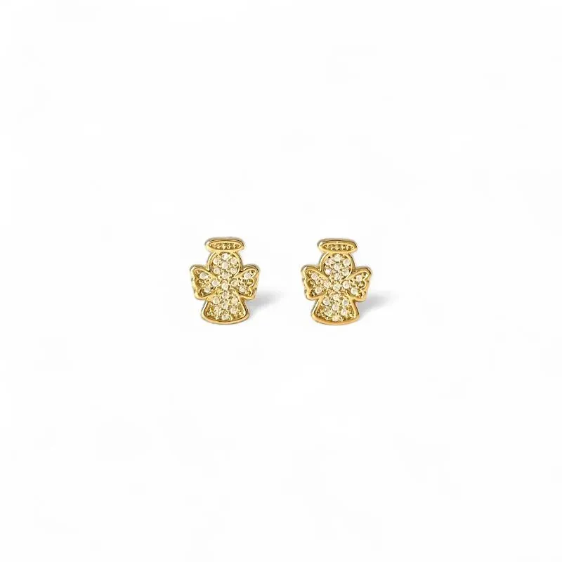 Brinco Anjo Banhado a Ouro 18k com Zircônias