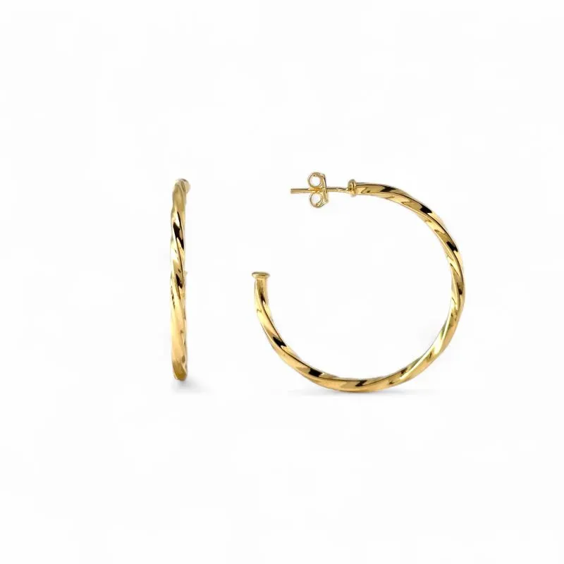 Brinco Argola Banhada a Ouro 18k Aberta Torcida - 3,5cm