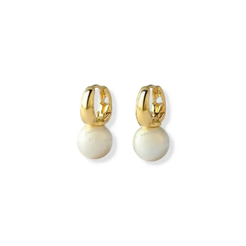 Brinco Argola com Pérola Shell Banhado a Ouro 18k