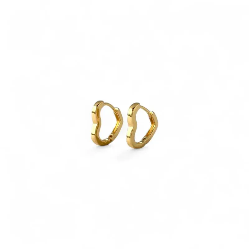 Brinco Argola Coração Banhado a Ouro 18k Liso - 1,4cm