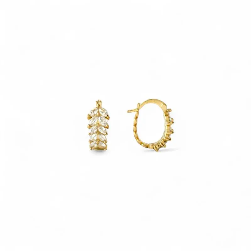 Brinco Argola Folhas Banhado a Ouro 18k com Zircônias