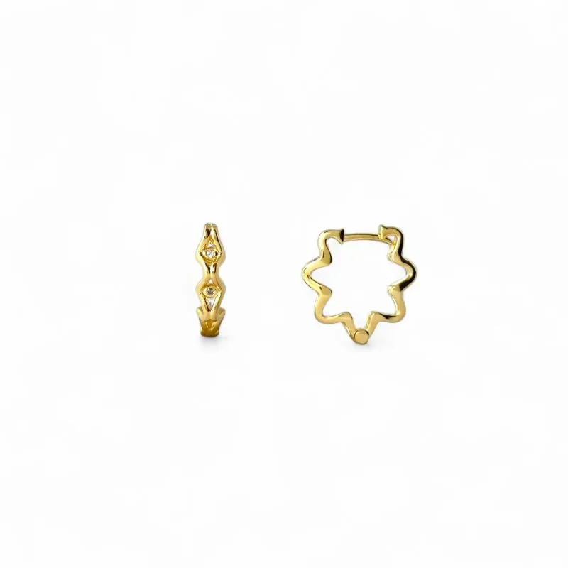 Brinco Argola Ondulada Banhada a Ouro 18k com Zircônias
