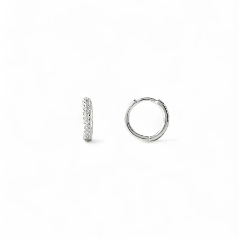 Brinco Argola Prata 925 com 1 Linha de Zircônias - 1,5cm