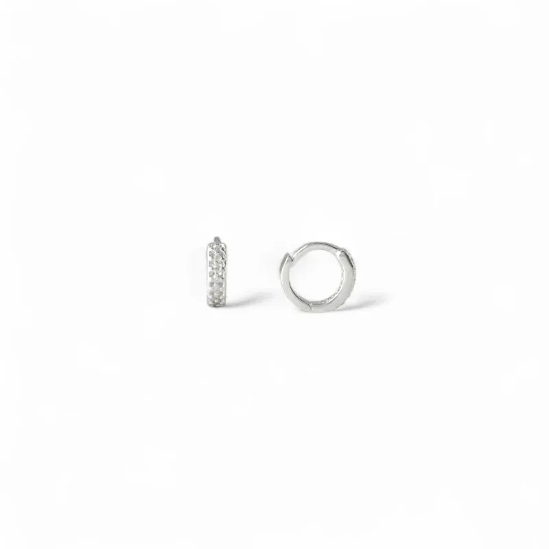 Brinco Argola Prata 925 com 1 Linha de Zircônias - 1cm