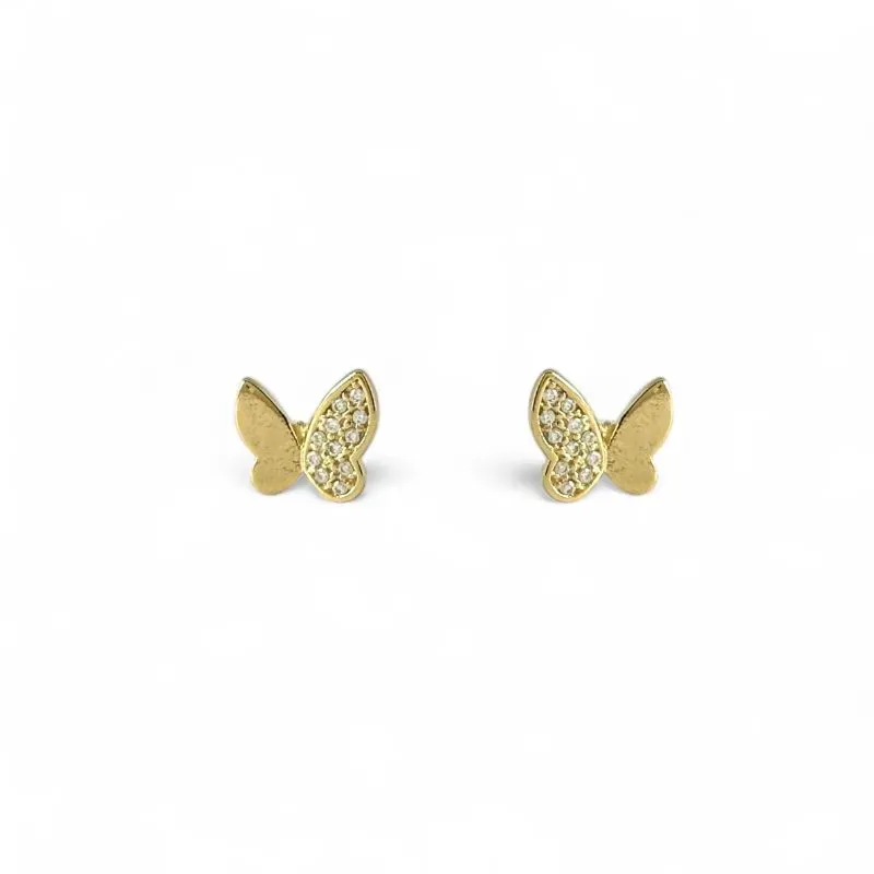 Brinco Borboleta Banhado a Ouro 18k com Zircônias - 0,8cm