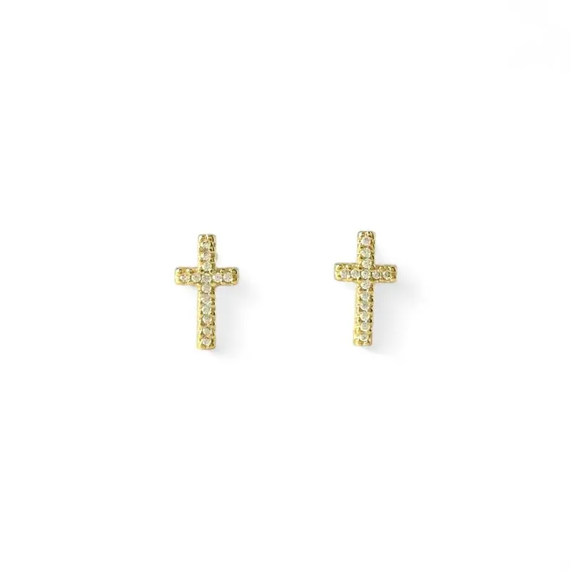 Brinco Cruz Banhado a Ouro 18k com Zircônias