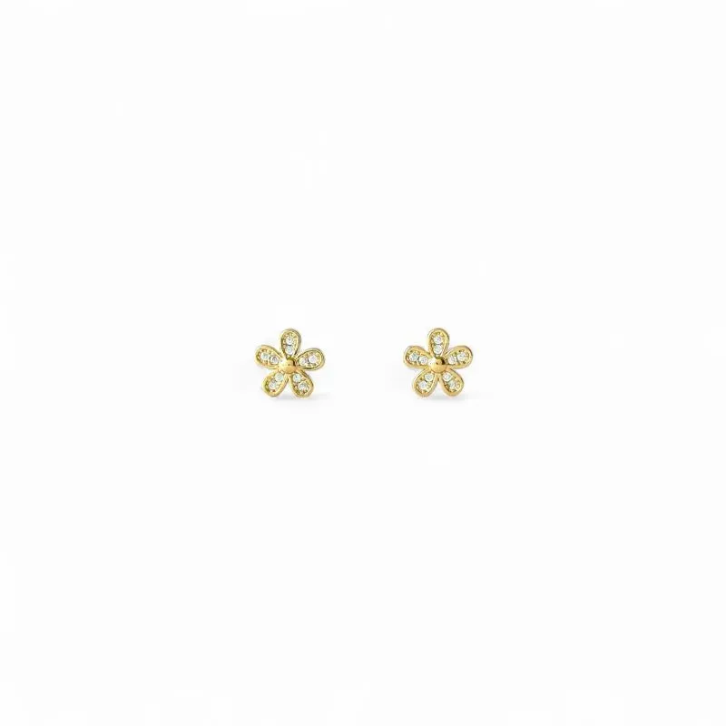 Brinco Flor Banhado a Ouro 18k e Zircônias