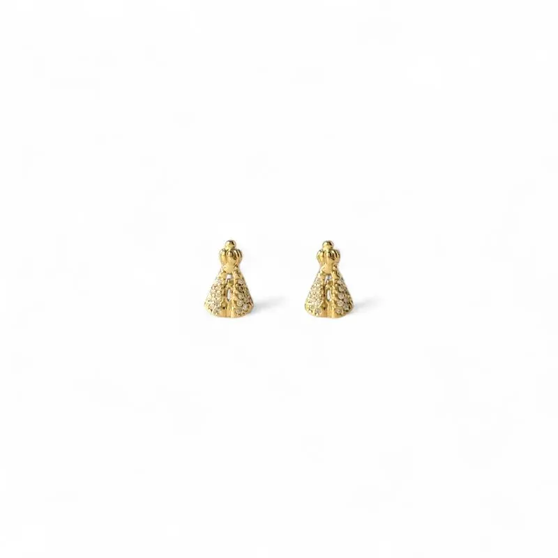 Brinco Nossa Senhora Banhado a Ouro 18k com Zircônias