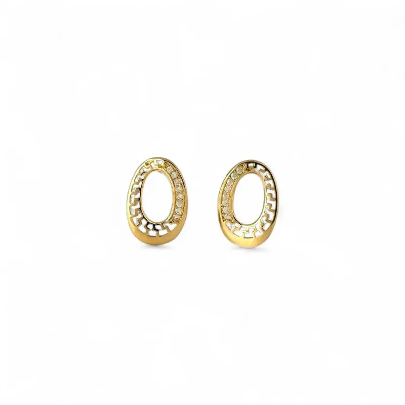 Brinco Oval Banhado a Ouro 18k Vazado com Zircônias