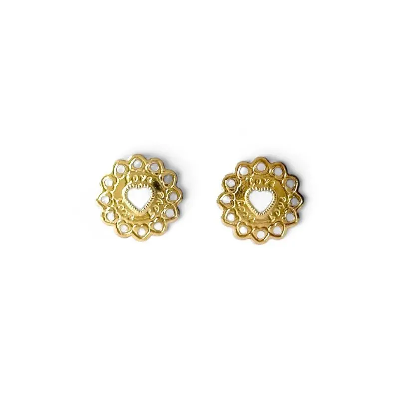 Brinco Redondo Coração Vazado Banhado a Ouro 18k