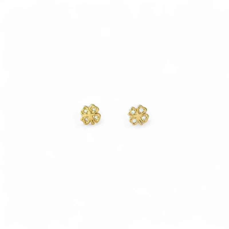 Brinco Trevo Banhado a Ouro 18k com Zircônias