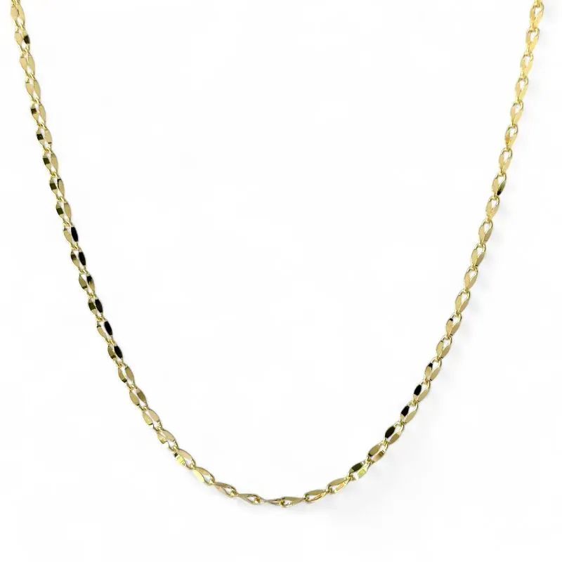 Colar Elo Laminado Banhado a Ouro 18k Trabalhado - 40cm