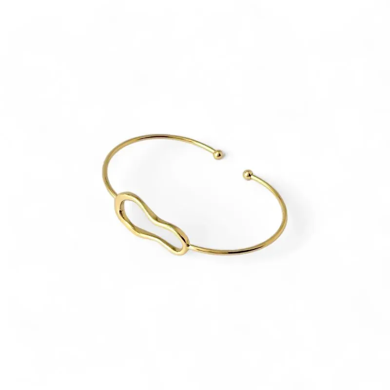 Pulseira Bracelete Aberto Orgânico Banhado a Ouro 18k