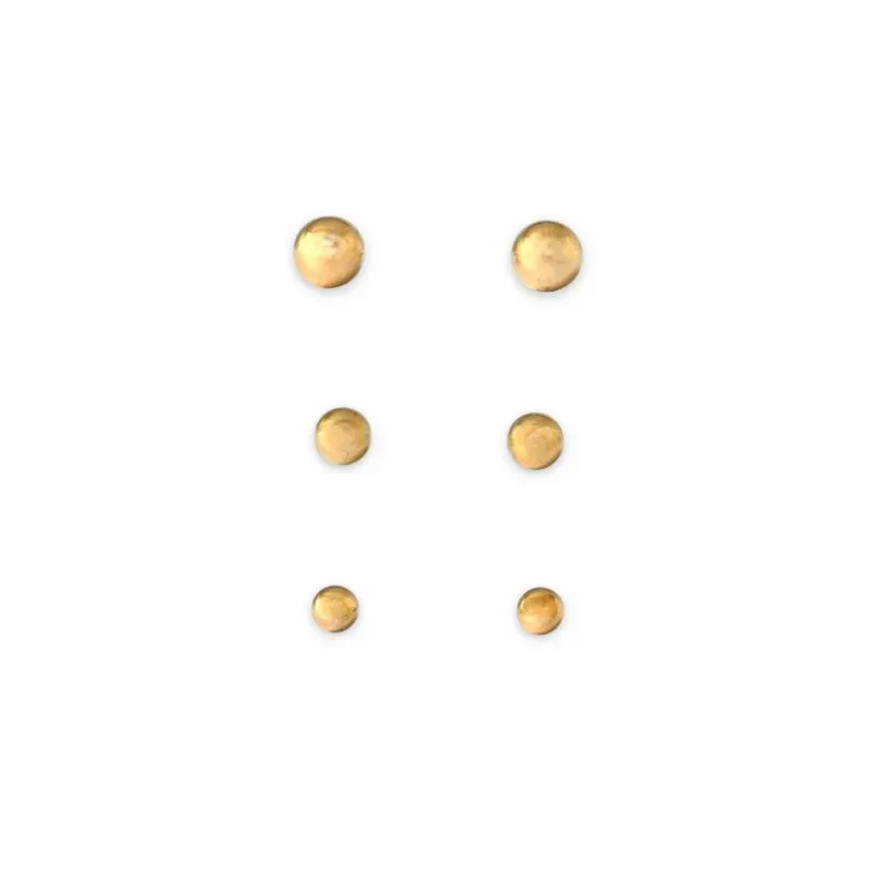Trio de Brincos Bola Lisa Banhado a Ouro 18k
