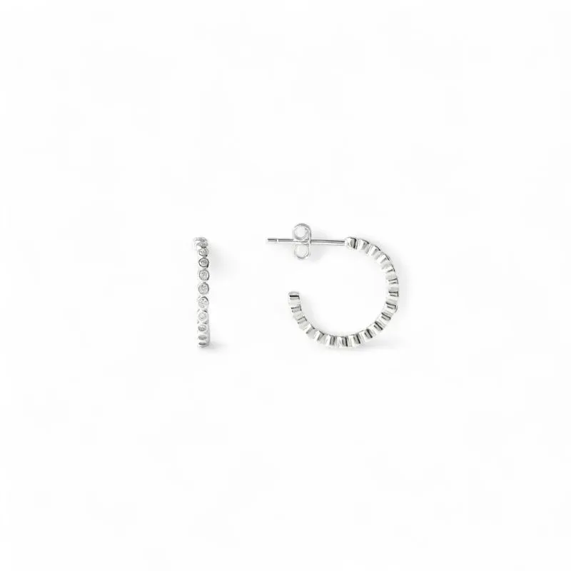 Brinco Argola Aberta Prata 925 com Zircônias - 1,5cm