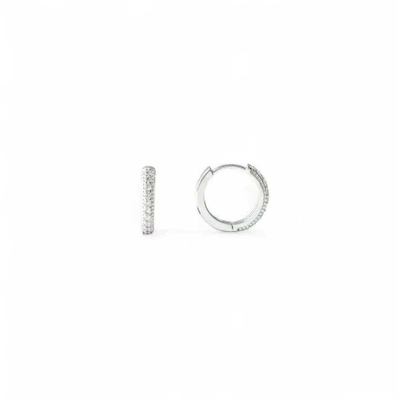 Brinco Argola Prata 925 com 1Linha de Zircônias - 1,5cm
