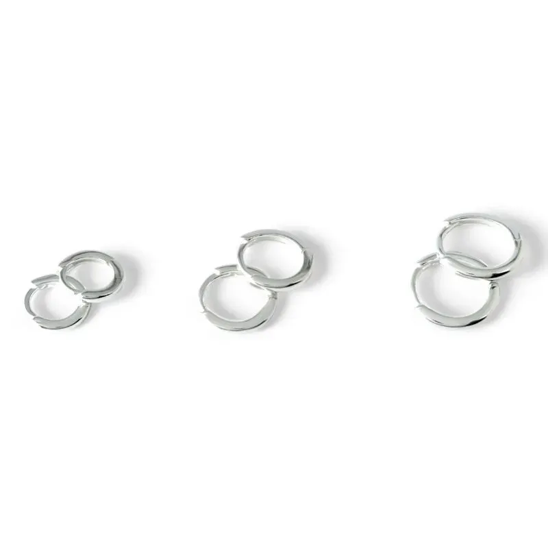 Trio de Brincos Argola Prata 925 Liso