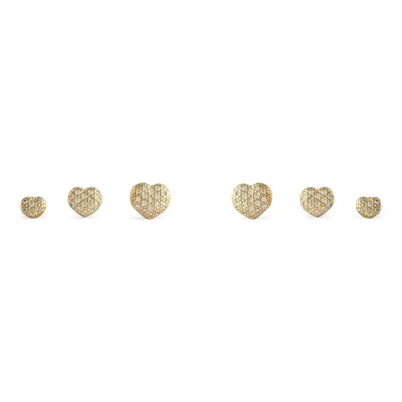 Trio de Brincos Coração Banhado a Ouro 18k com Zircônias