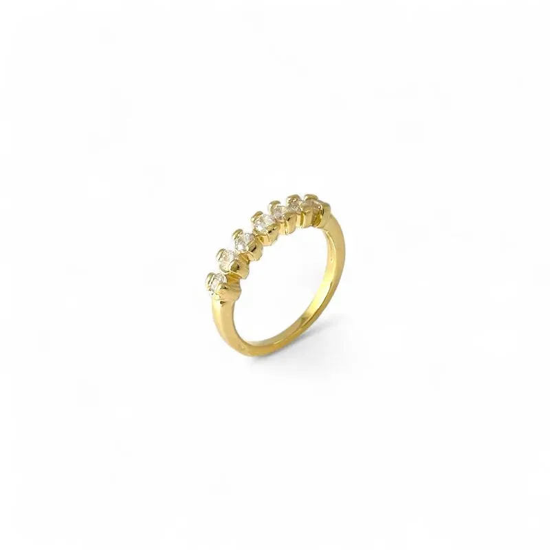 Anel 7 Pedras Banhado a Ouro 18k com Zircônias Tam19