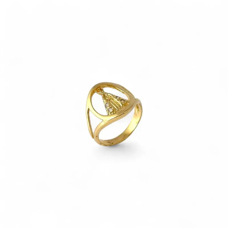 Anel Nossa Senhora Banhado a Ouro 18k com Zircônias
